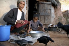 Madagascar, Tafita and mother in front of the house