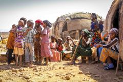 Kenya, Marsabit Nomads in front of tents