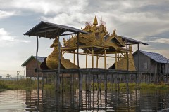 Myanmar, Lake Inle, golden bird boat