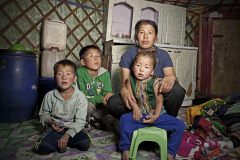 Mongolia, Portrait Shinebayar and family