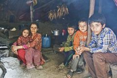 Nepal, Suseela and children in improvised tent