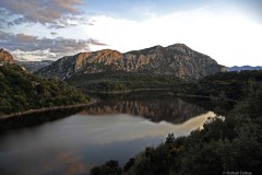 Sardinia, lake refelcting evening light