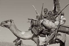 Ethiopia, Afar nomad children on camel