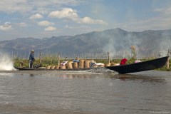 Myanmar, lake Inle, transport boat